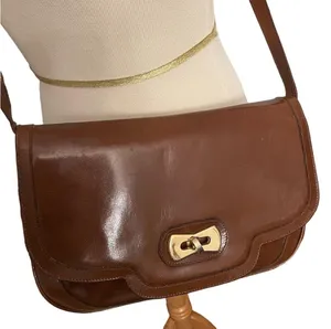 Crouch & Fitzgerald Brown Leather Adjustable Strap Crossbody Shoulder Bag ITALY thumbnail 2