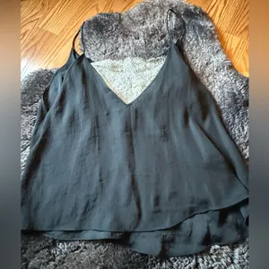 FREE PEOPLE Black Cami Top with Lace Bandeau thumbnail 1