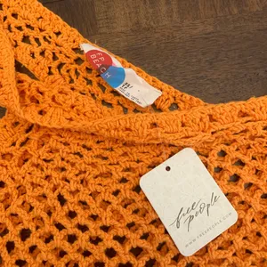 Free People FP Beach Catch Me Fauxchet Midi Dress Swimsuit Cover Up XS Orange thumbnail 2