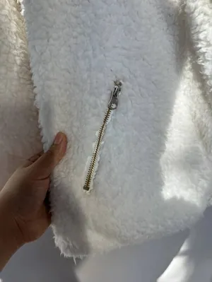 NWT Say What ? Fuzzy Ivory Sherpa Moto Jacket With Gold Zipper Size Small thumbnail 8
