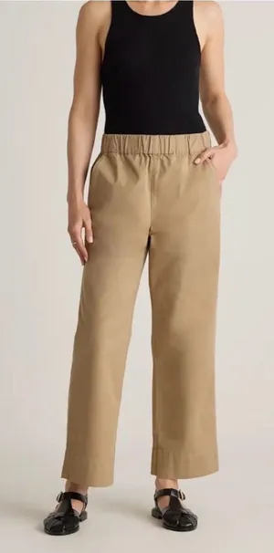 Quince Organic Stretch Cotton‎ Wide Leg Light Khaki Chino Pants Size 8 thumbnail 1