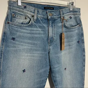 Lucky Brand Sienna Mid Rise Slim Boyfriend Jean Size 4/27 Floral‎ Embroidered thumbnail 3