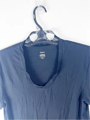 QUINCE Black Supima Cotton Blend V-Neck Short Sleeves Tee Size Large thumbnail 4