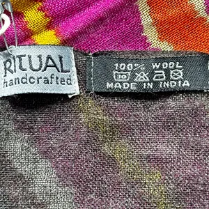 Ritual 100% Wool Multicolor Striped Oversized Scarf Wrap Shawl Boho NWT Multiple thumbnail 7
