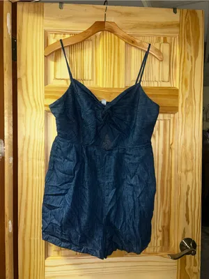 Navy blue denim mini short jumper with tie front detail, size L #mini #summer thumbnail 3
