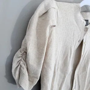 Anthropologie Beige Knit Cardigan Size XS thumbnail 3