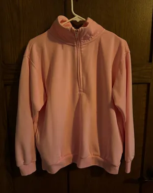 Light pink quarter zip jacket with pockets thumbnail 1