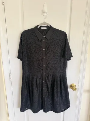 Equipment Naomi Black Lace Mini Dress thumbnail 6