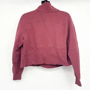 Lululemon Women Scuba Oversized‎ Funnel Neck Half Zip Smoky Red Sweatshirt M/L thumbnail 8