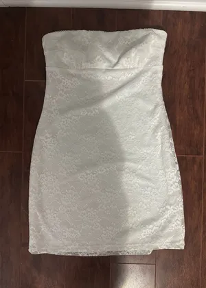 White Lace Strapless Mini Dress thumbnail 1
