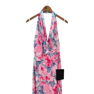 Lulus Venus Teal and Pink Floral Mesh Backless Midi Dress size Large NWT thumbnail 6