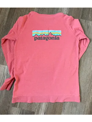 Patagonia Responsibilitee Graphic Logo Long Sleeve T-shirt Reg Fit Pink Size S thumbnail 2