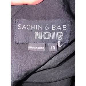 Sachin & Babi Dress Women 10 Black Satin One Shoulder Bow‎ Mini Cocktail Party thumbnail 9