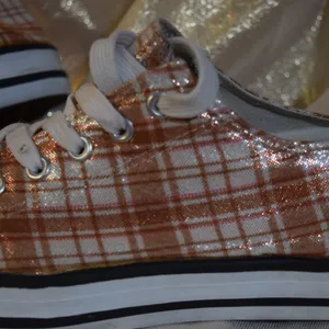 Classic Basketball Sneakers Shimmering Plaid Bronze, Size 9 thumbnail 4