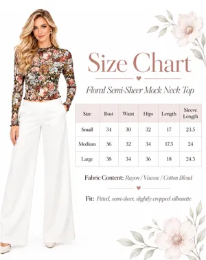Alice + Olivia Floral Semi-Sheer Mock Neck Long Sleeve Cropped Mesh Top thumbnail 3