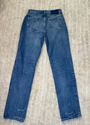 Zara distressed medium wash button-up straight leg denim jeans Size 30 thumbnail 6