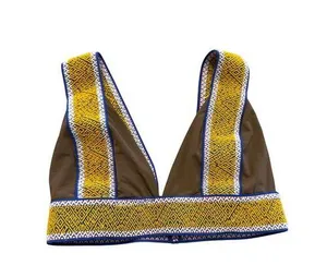 Elysiian Swim Bali Bikini Top in Brown and Gold Size Small thumbnail 1