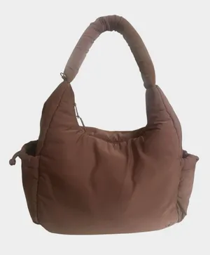 Bearpaw Puffer Shoulder Bag Dusty Mauve Rose Brown Nylon Hobo Tote thumbnail 1