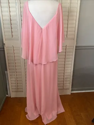 AW Bridal Pink V-Neck Maxi Dress with Flutter Overlay Size 14 thumbnail 9