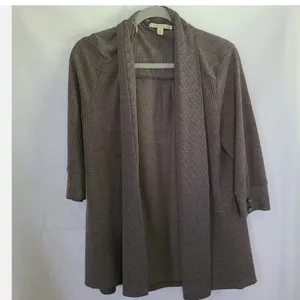 Carolyn Taylor Open Front‎ Cardigan Sweater Waffle Knit Women's Size Large thumbnail 2
