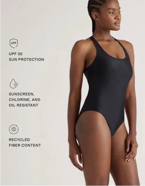 New Quince Cross-Back One-Piece Swimsuit in Black Size Medium MSRP $49 thumbnail 5