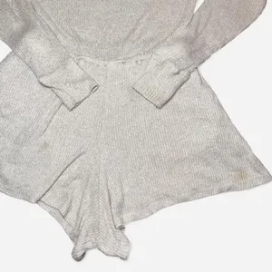 Urban Outfitters Out From Under Grey Long-Sleeve Off The Shoulder Lounge Romper, XS thumbnail 6