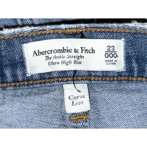 Abercrombie & Fitch Curve Love Ankle Straight Ultra High Rise Blue Jeans Size 23 thumbnail 3