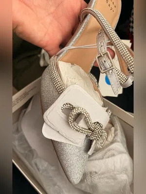 a new day Silver Glitter Pointed Toe Ankle Strap Flats size 7 thumbnail 4