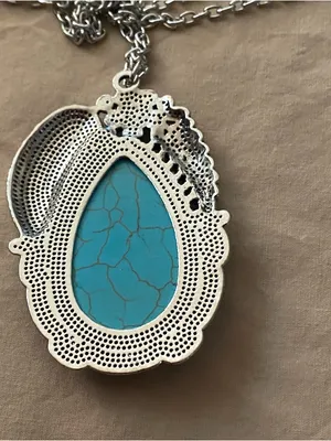 Paparazzi Set Necklace & Earrings Faux Turquoise Silver Western Southwest NWT thumbnail 6