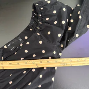 ASOS Polka Dot Ruched Mini Dress Sweetheart Neck Puff Sleeve Womens 4 Black Party thumbnail 8
