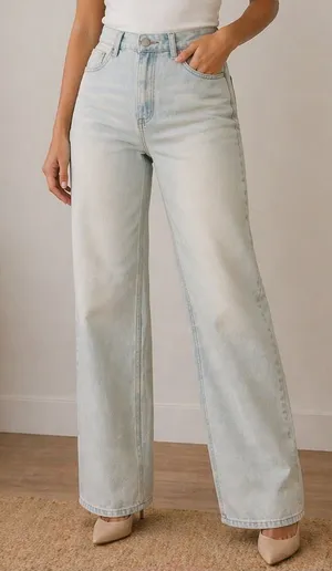Classic High-Rise Wide-Leg Women's Jeans in Light Sage thumbnail 1