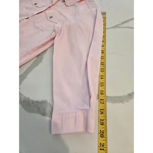 Las Olas Vintage Pink Denim Jacket Rhinestone Studded Y2K Jean Coat Women Size L thumbnail 10
