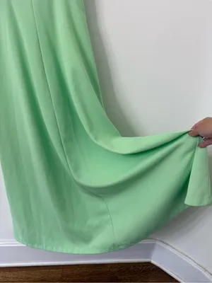 Vintage 1960s Sleeveless Mint Green Maxi Dress with Embroidered Scoop Neck thumbnail 5