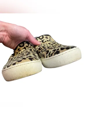 Rothy’s Leopard Animal Print Slip-On Sneakers - Beige/Black thumbnail 10