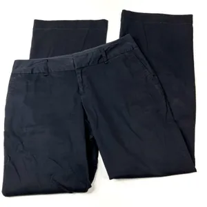 GAP Factory Navy Stretch Straight Leg Chino Cotton Pants Womens 10 LONG thumbnail 1