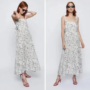 ZARA‎ Floral Bow Back Maxi Dress Sz XS thumbnail 2