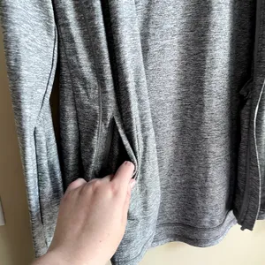 Athleta full zip heathered‎ gray sweater workout pockets women's S nylon hooded thumbnail 4