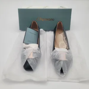 C.Paravano Flats Women Shoes US 7.5 EUR 38 Black Square Toe Metal Buckles Ballet thumbnail 2