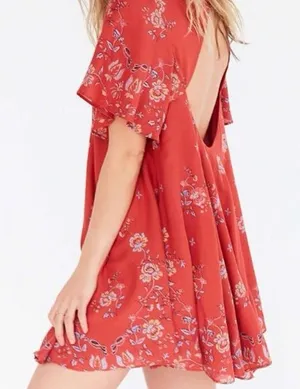 Urban Outfitters Kimchi Blue Floral fields‎ dress Red size XS Cotton Open back thumbnail 1
