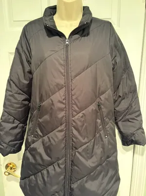 United Colors of Benetton Black Down Puffer Coat‎ Y2K Gorpcore Long Jacket L thumbnail 1