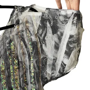Sequin Women's Size Medium‎ Sheer Cold Shoulder Disco Lace Top Silver thumbnail 6