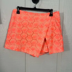 Lilly Pulitzer Marii Seashell Eyelet Mini Skirt Skort Neon Orange Size 4 EUC thumbnail 2