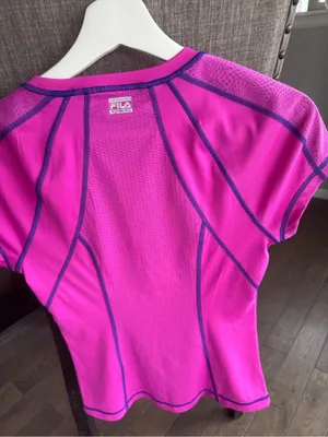 FILA Women's Short-Sleeve Performance Tee in Fuchsia with Purple Contrast thumbnail 5