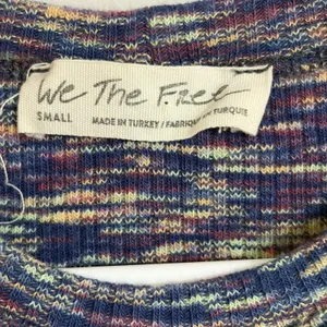 We The Free People Cold Shoulder Ribbed Knit‎ Space Dye Top Blue Purple Small thumbnail 3