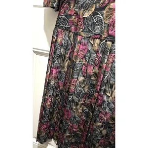 Vintage Alexis‎ Fashions Pink Black Drop Waist Pleated Midi Dress 80s Size Small thumbnail 9
