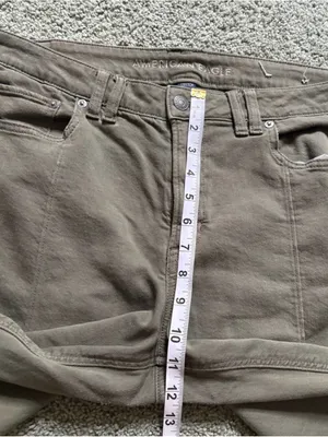 American Eagle Low Rise Baggy Wide Leg Green Pants Jeans Womens Size 12 Stretch thumbnail 7