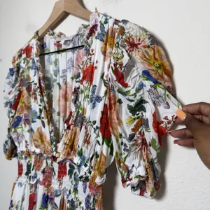 Olivaceous Women Babydoll Dress Small White Floral Butterfly Garden‎ Wedding thumbnail 3