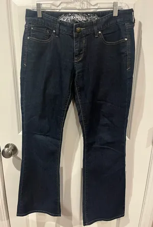 Express Stella Boot Low Rise Blue Jeans Size 6 thumbnail 1