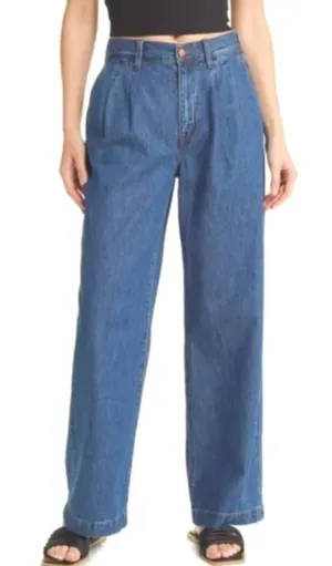 Madewell Baggy Straight High Rise Pleated Medium Wash Stretch Jean Sz 24 thumbnail 1