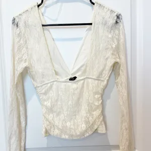 Windsor Womens Floral Lace Long Sleeve Top Small Fairy Femimine Romantic Dainty Ivory thumbnail 4